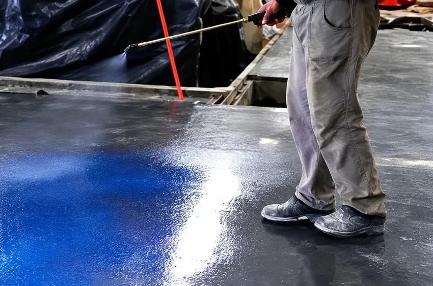 Aplicação de revestimento azul